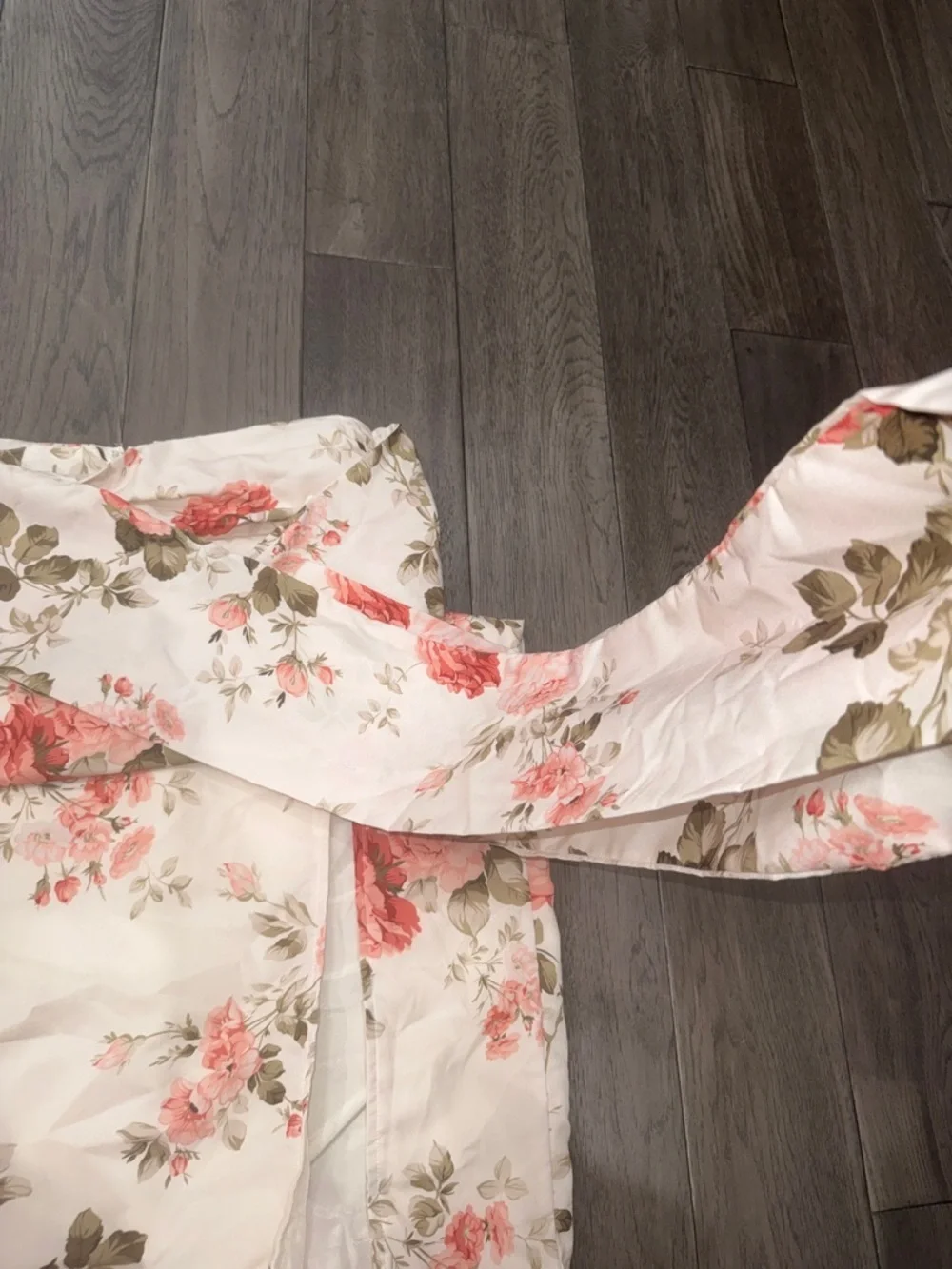 SHEIN Floral Two-Piece Crop Top & high slit Skirt Set - peachy like Rose Print